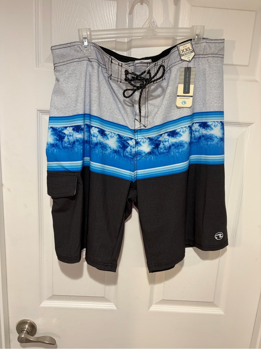 OCEAN CURRENT NWT Men’s Gray, Blue & Black Mesh Lined Board Shorts XXL